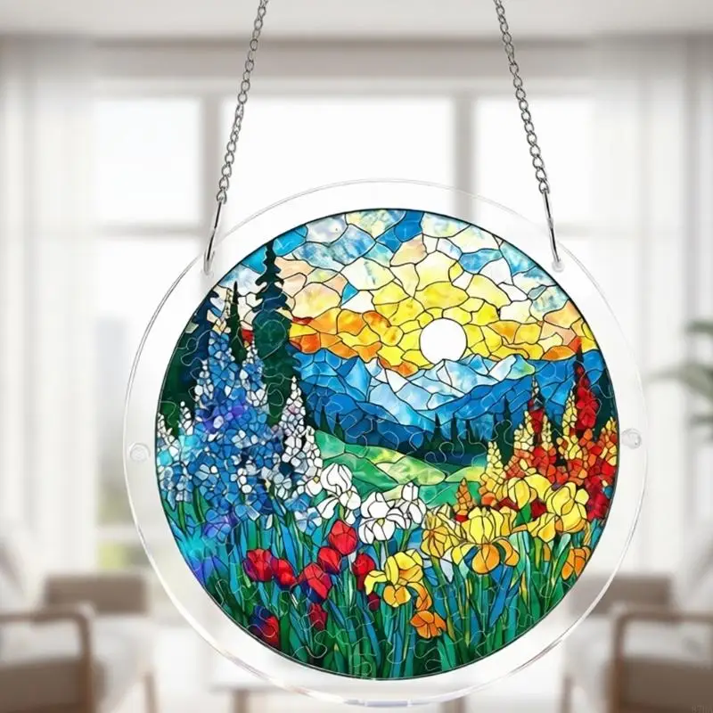 Puzzle Suncatchers Acrylic Window Hanging Decors Faux Stained Glass Sun Catcher Unique Gift for Women Men Family 87HA