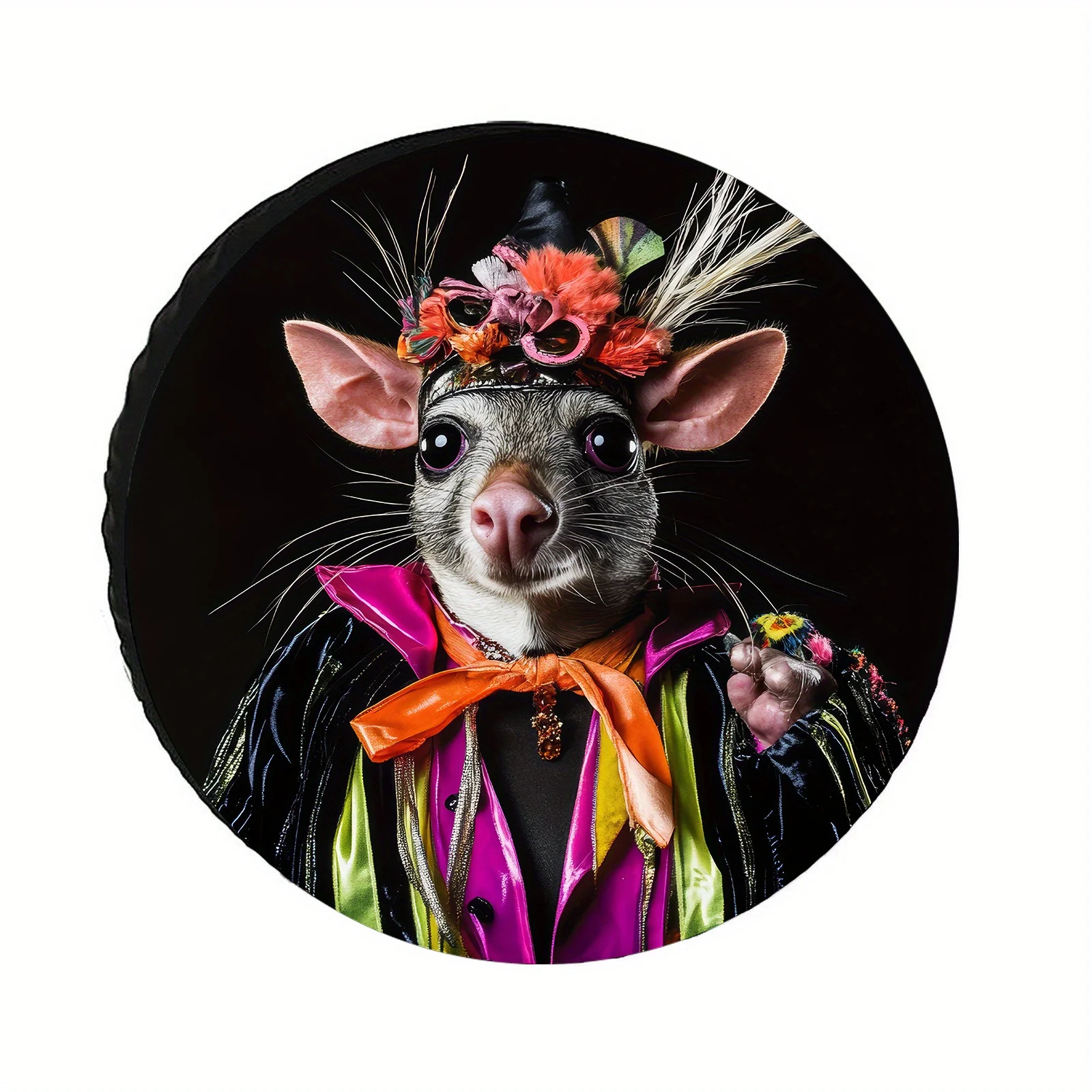 Vibrant Costume-Themed Rat Tire Cover - Retro Glam Style, Easy Install Polyester, Fits Most Vehicles, Perfect For Halloween & Th