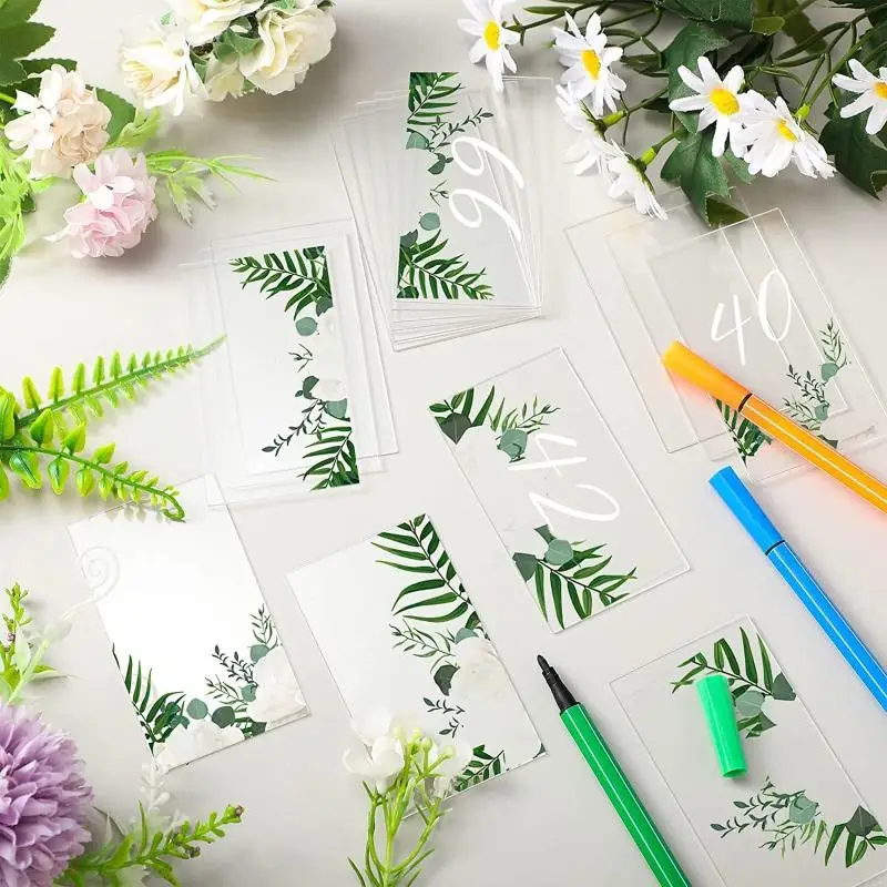 KX4B 50PCS Acrylic Place Cards Wedding Barning Rectangle Table Cardsing Cards Decoration DIY Table Table Tag