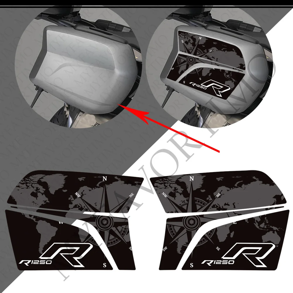 Motorcycle Rear trunk Side Trunk Luggage Cases decorative protection stickers Decals For R1250R R1250 R 1250 2021-2024