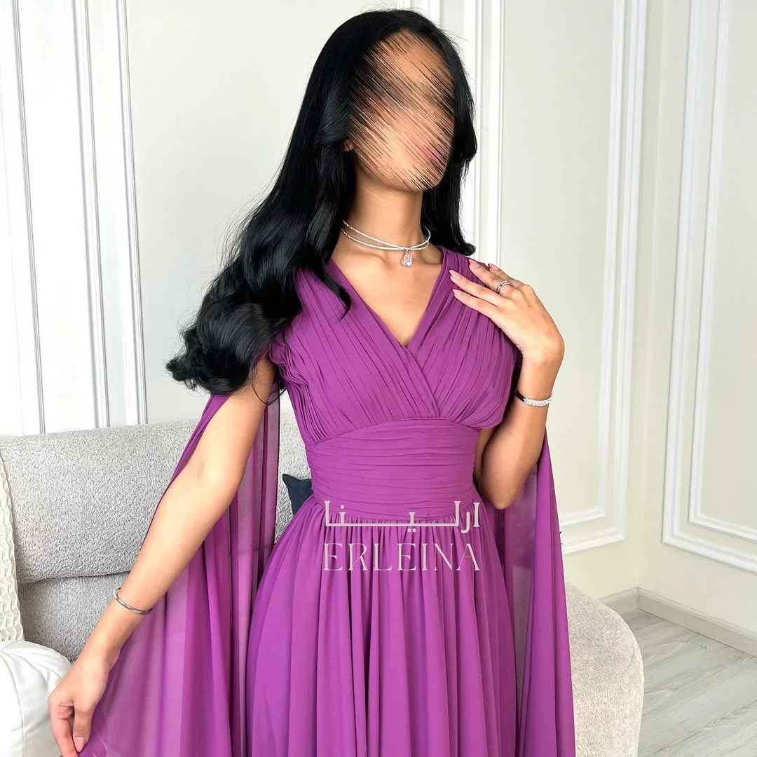 CUYUN Aangepaste moderne stijl sexy chiffon plooi ruches sjerp gedrapeerde a-lijn v-hals lange jurken op maat gemaakte gelegenheidsjurken elegant