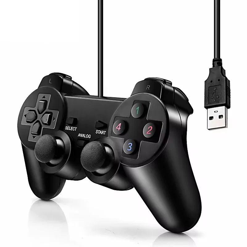 DATA FROG Controller gamepad a vibrazione USB cablato per PC/laptop Windows XP/7/8/10/Vista Joystick da gioco Nero