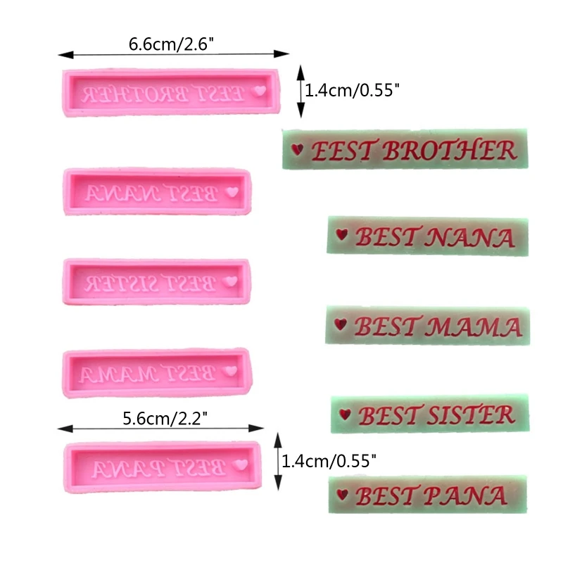 Molde retangular longo letras para chaveiro, pingente etiqueta, molde resina fundição, molde decorativo pingente