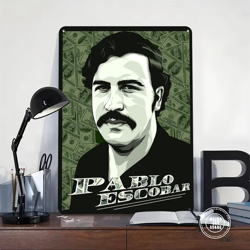 Pablo Escobar Personalized 3D Textured Metal Poster Wall Art Tinplate Sign for Office Decor Room Home Decorations Funny Signs