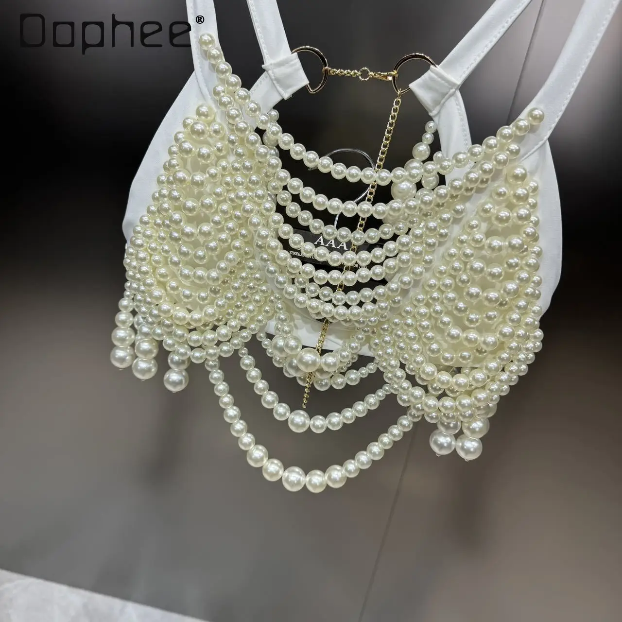 Sexy Big Pearl Chain Camis Sling Top Female 2024 Spring and Summer New European and American Ins Beaded Slip Tank Tops for Women