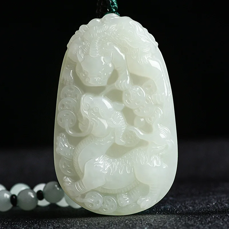 

Hetian White Pixiu Men, Женский нефритовый кулон, Натуральное ожерелье