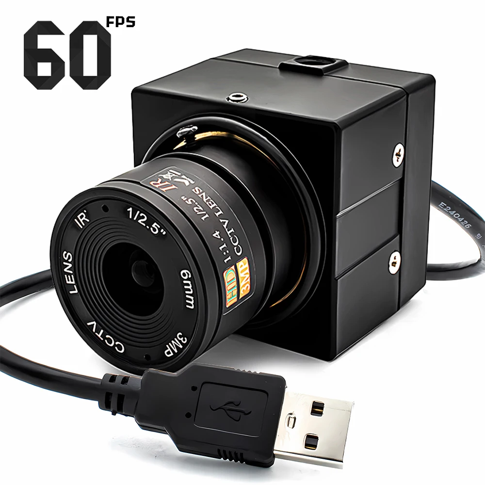 High Speed USB Camera 1080P 60FPS HD PC Webcam Board Industrial Metal Box With CS Mount Lens Plug Play For Windows/Linux/Android