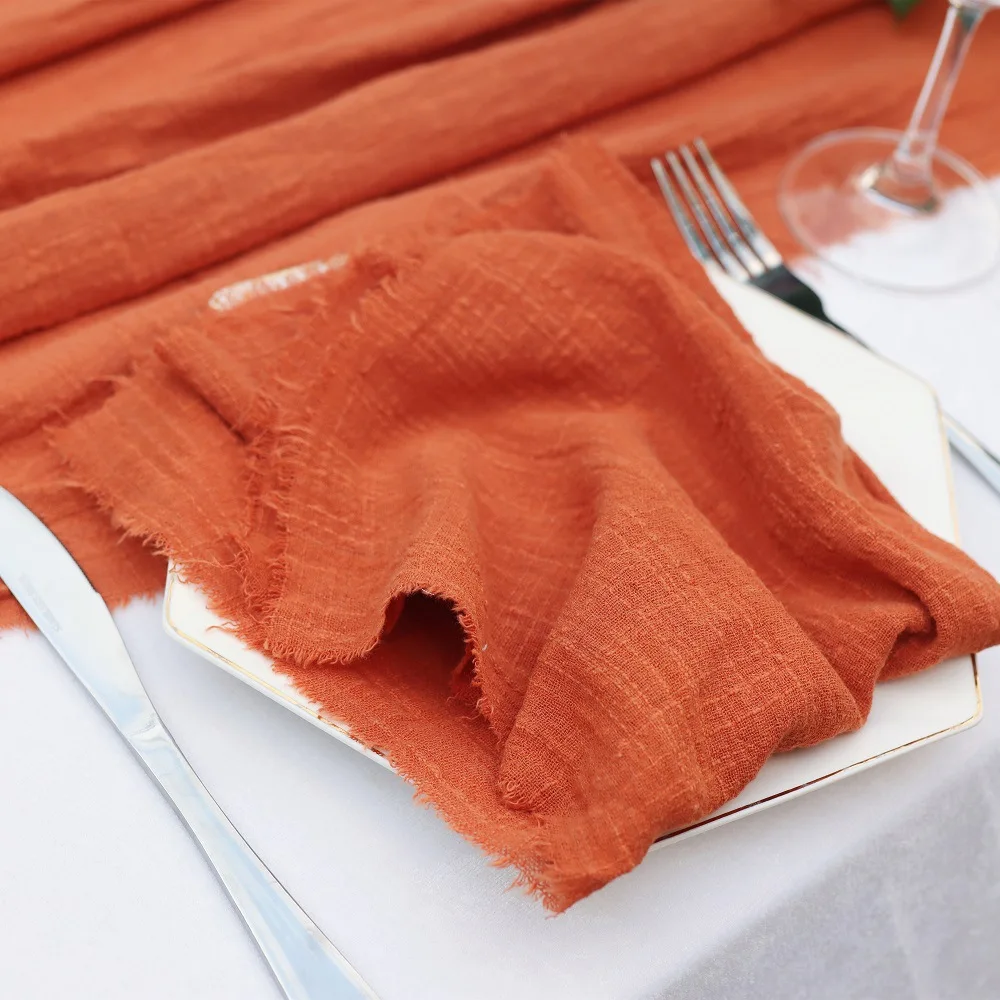 

24pcs Rust Retro Gauze Cotton Napkin Wholesale 32x32cm Tea Towel Wedding Party Christmas Table Decor Burrs napkins