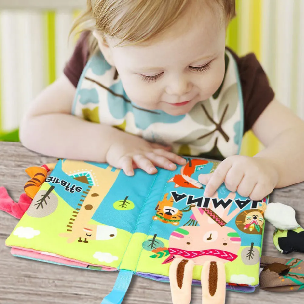 

Мягкая сенсорная книжка-игрушка для малышей с 3D-хвостиками животных, шуршащая, для младенцев, новорожденных, для путешествий, в машину, коляску, самолет