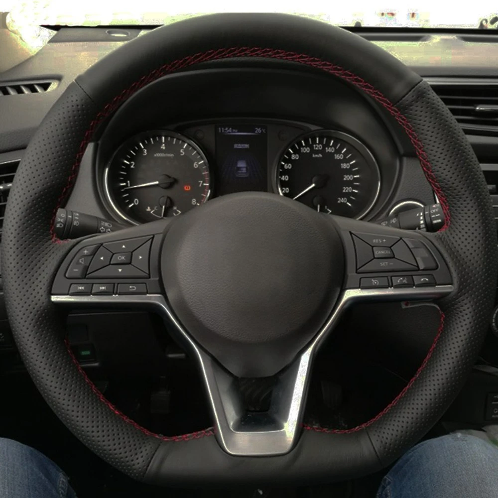 Pokrowiec na kierownicę samochodową DIY ze sztucznej skóry do Nissan X-Trail Qashqai March Serena Micra Kicks 2017-2019 Altima Teana 2019