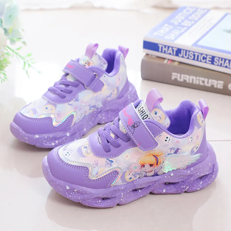 2026 Spring and Autumn New Girls' Shoes, Light up Sports Shoes, Leather Face, Baby Princess Shoes, Little Girls' Shoes, Casual S - view 2