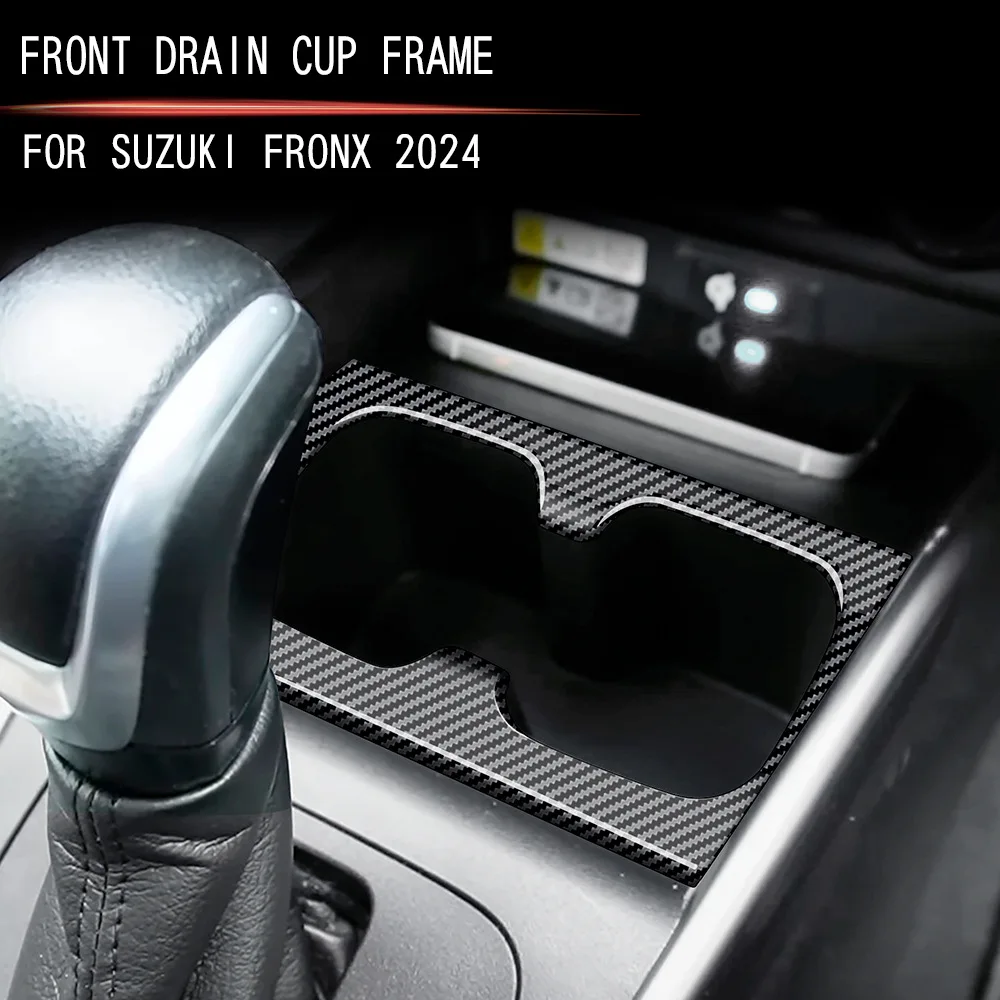 

Для Suzuki Fronx 2024 2025 углеродное волокно, центральные консоли автомобиля, чашка для воды, рамка, панель, наклейки, аксессуары, Стайлинг