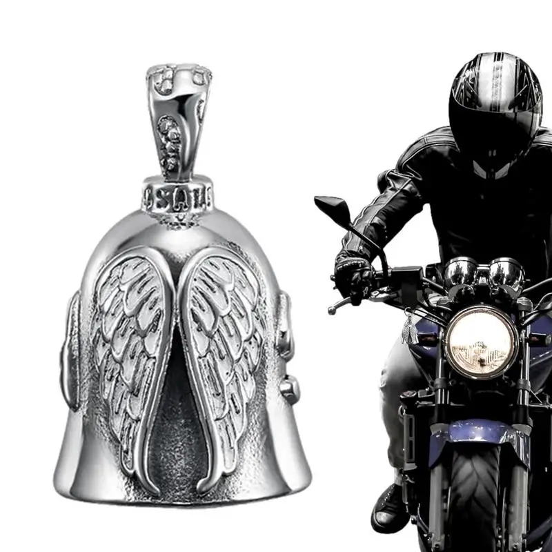 New Riding Bell Angel Wings GuardianKeychain Biker Riding Bell Necklace Motorcycle Accessories For Biker Riders Good Luck Gift