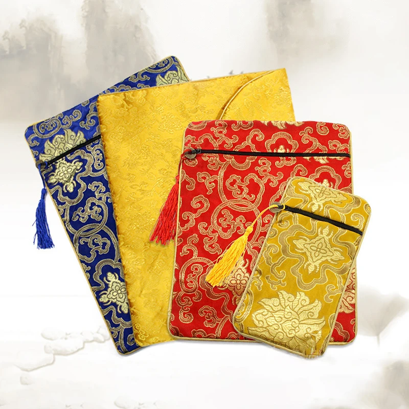 Brocade Tassel Scripture Book Storage Bag Stationery Piece Buddha Bead Hand String Packaging Bag Scripture Copy Magic Bag