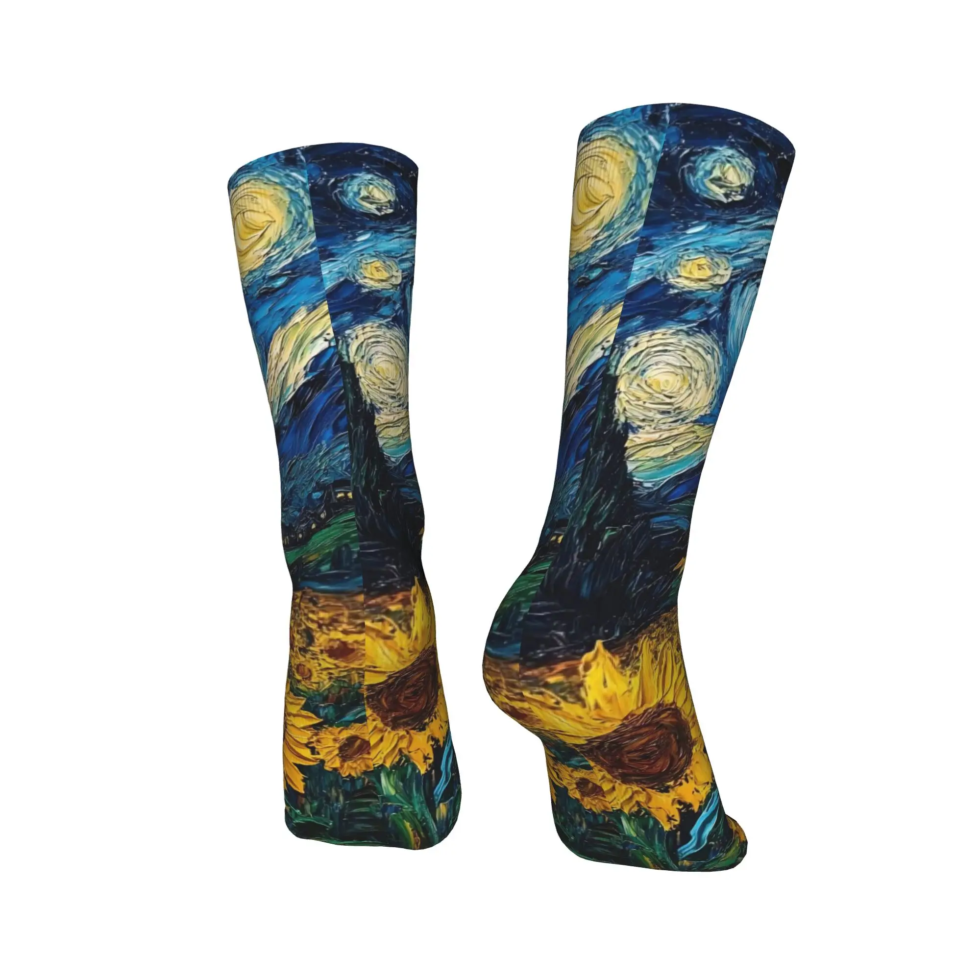 فان جوخ نمط ملصق الجوارب جوارب مضادة للبكتيريا زوجين لينة تنفس الجري الجوارب الخريف تصميم مضحك الجوارب #4