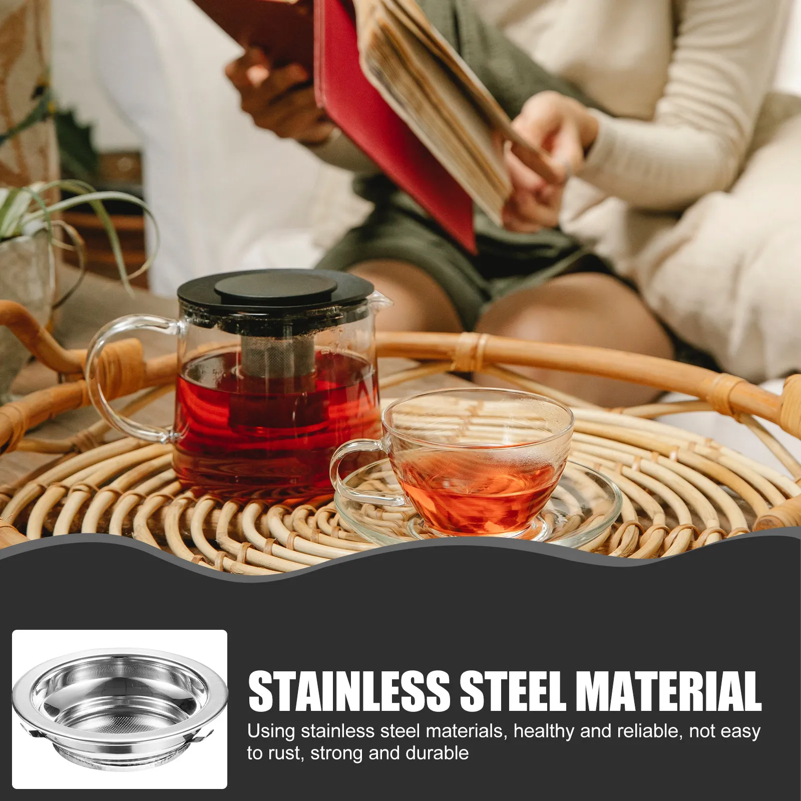 4Pcs Stainless Steel Tea Strainer Mesh Infuser Insert Fine Filter for Teapot Tea Residue Filtering Supplies Mesh Strainer Insert