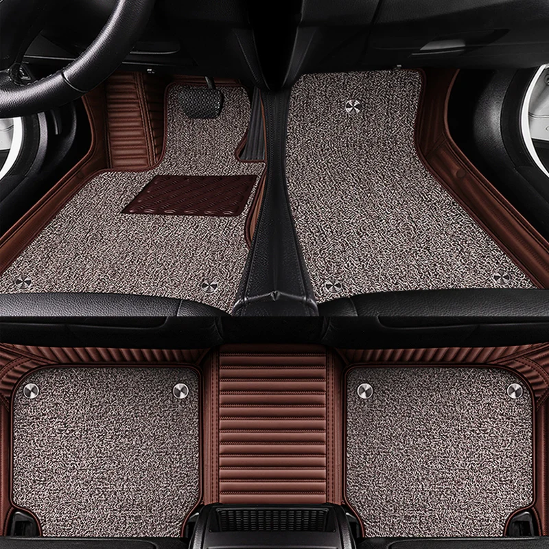 Custom Stripe Leather Car Mat for Skoda All Models Fabia Octavia Rapid Superb Kodiaq Yeti Automobile Carpet Cover Car-Styling