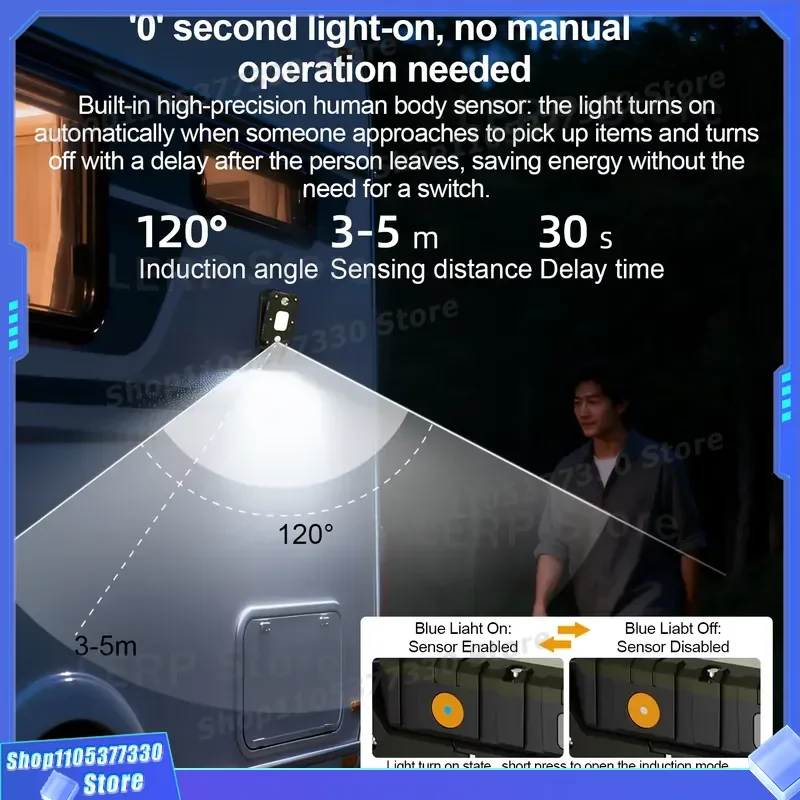 TUODI LX-CL05 Foldable COB LED Camping Light 400LM White Rechargeable Flashlight IPX4 Waterproof with 3-5m Motion Sensor for