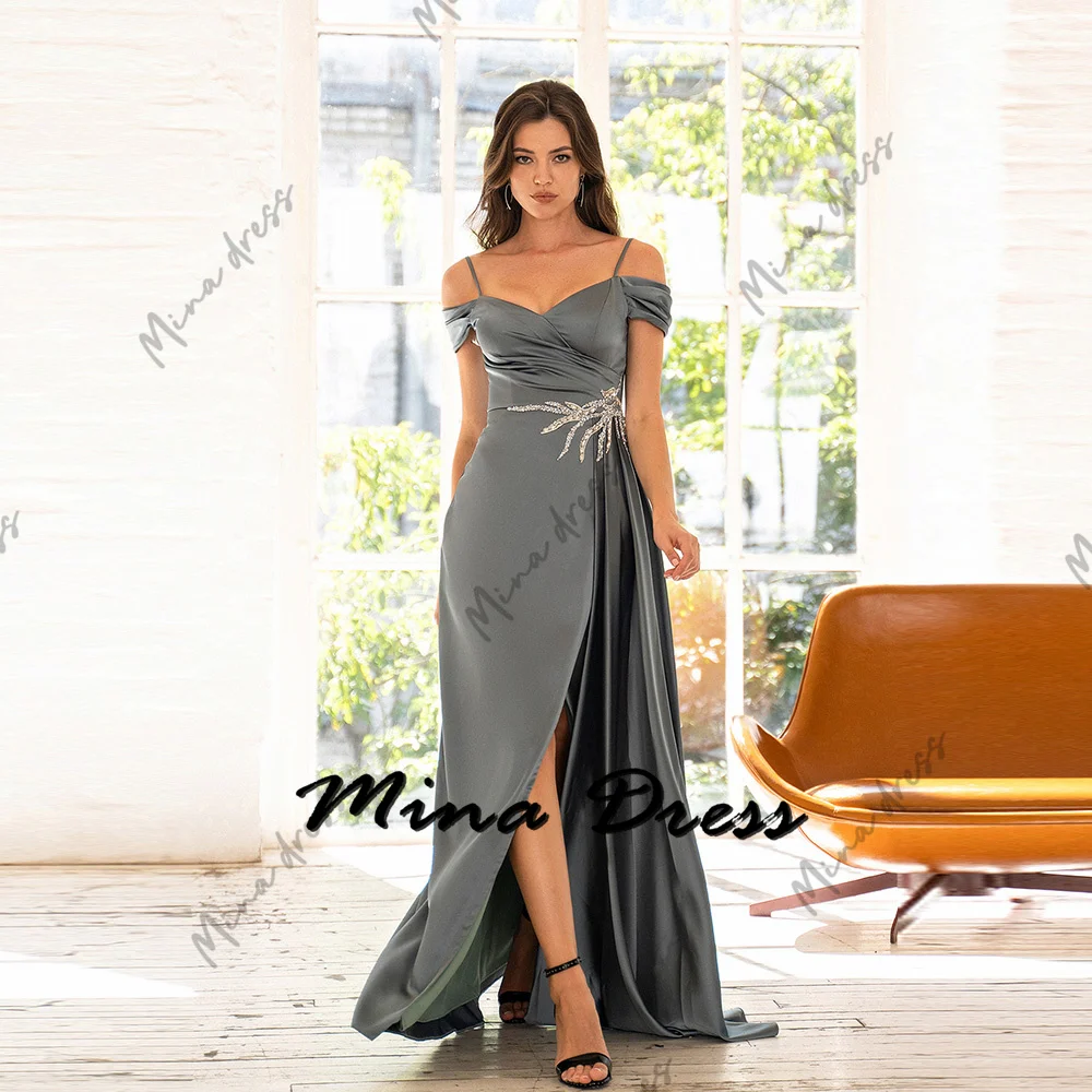 

Mina Customized Women's Mina Slit Evening Gown Luxurious Saudi Evening Dress Evening Dress Stylish Wedding Dresses Prom Backless