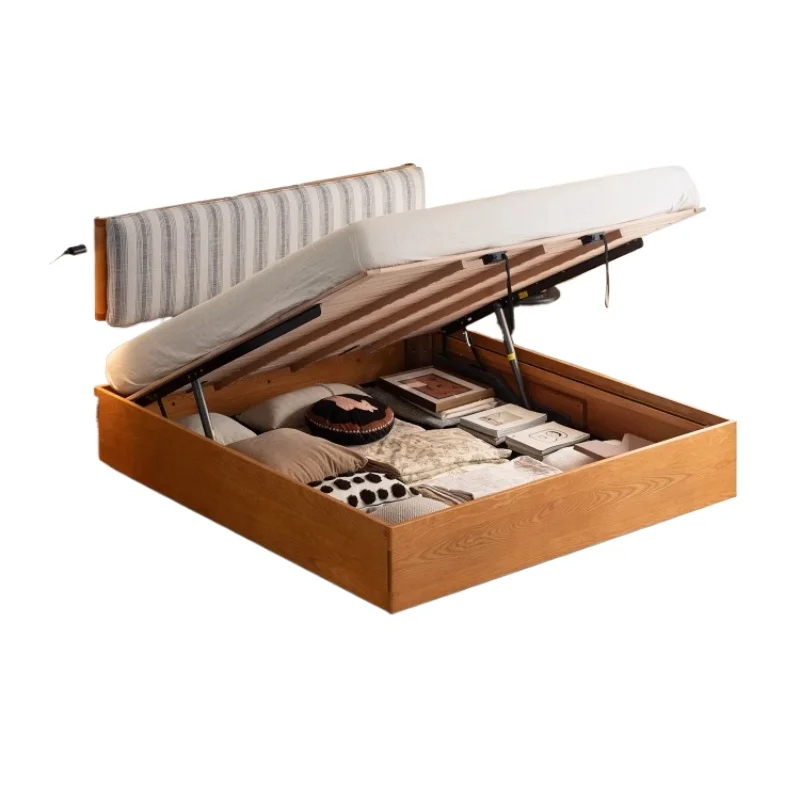 

Dream bed box bed French Fabric soft bag double bed Solid wood Master bedroom 1 meter 8 box