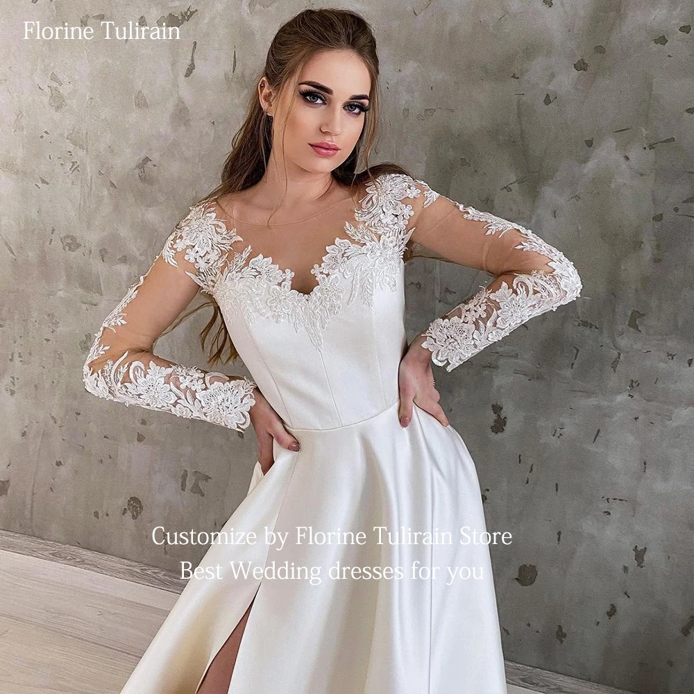 Vestido De novia elegante con escote en V profundo para novias, traje De novia Sexy a medida hasta el suelo, corte De tren, abertura alta, 2023