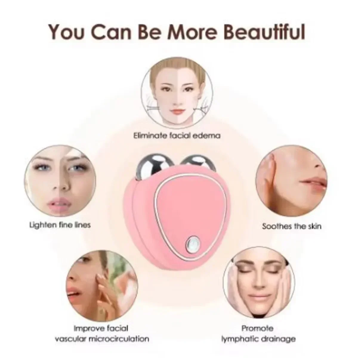 Rullo di bellezza professionale 3 in 1 1 pezzo: microcorrente EMS e vibrazione sonica, massaggiatore facciale portatile ricaricabile per le rughe