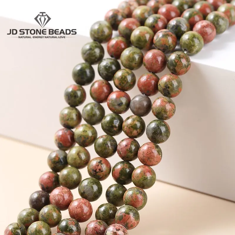 Hot Sale Natural Unakite Faceted 4/6/8/10/12mm Pick size Gemstone Beads Natural Stone DIY Beads For Jewelry Making