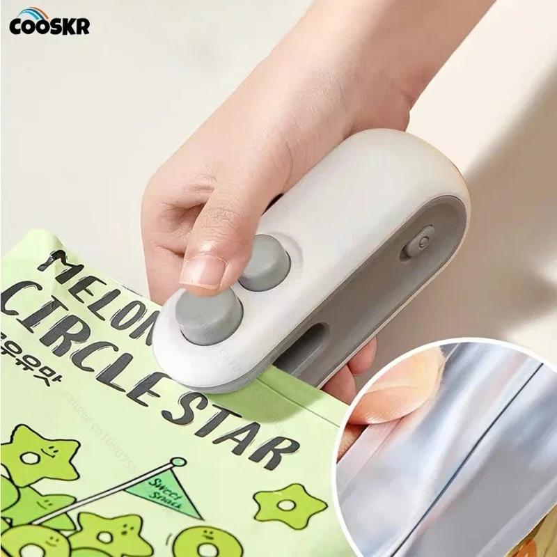 2in1Bag Sealer for Plastic Bags Snacks Food Storage Handheld Bag Sealer Mini Heat Vacuum Food Sealer with Cutter and Magnet