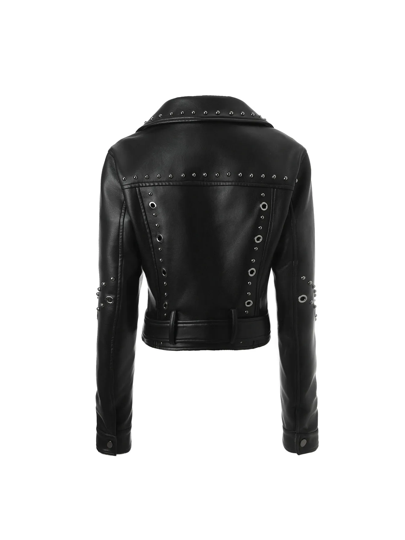 가을 겨울 여성용 블랙 인기 PU 슬림핏 라펠 모터사이클 재킷 펑크 록 숏 가죽 재킷