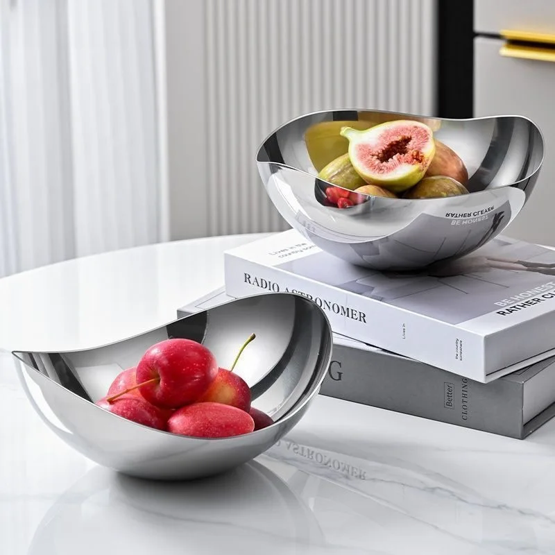 Stainless Steel Cooking Bowl Large Irregular-shaped Bowl Creative Light Luxury Irregular Salad Bowl Restaurant
