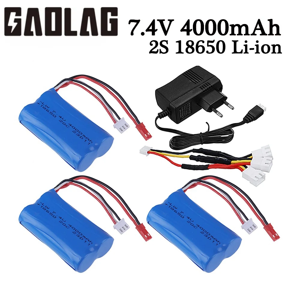 7.4V 4000Mah 18650 Rc Auto 'S Acculader Voor 12423 Ud1601 Ud1602 Sg1603 Sg1604 Afstandsbediening Platte Sportwagen Accessoires