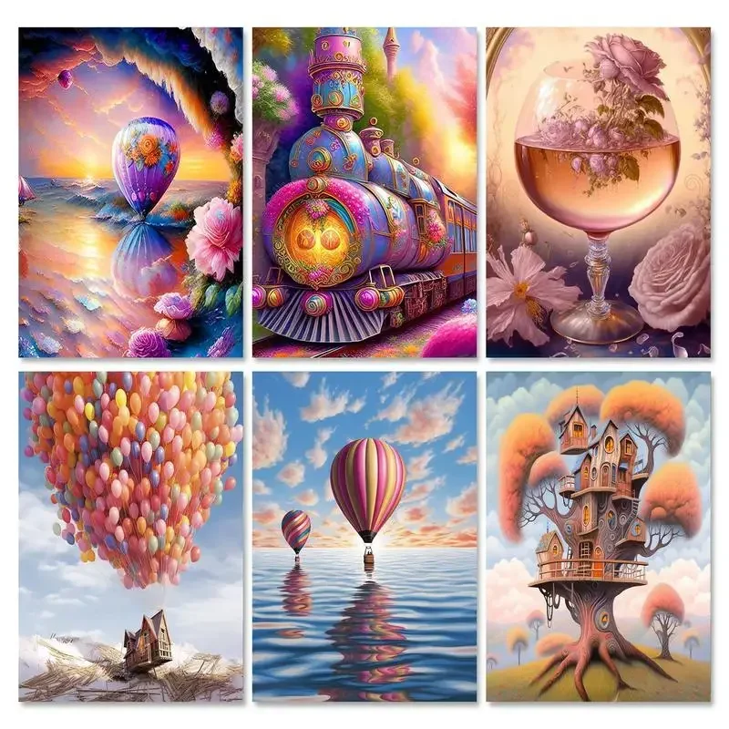 

548617 Diy Painting By Numbers For Adults Kits Balloon Landscape Acrylic Paint On Canvas Number Painting For Diy Gift 40x50cm