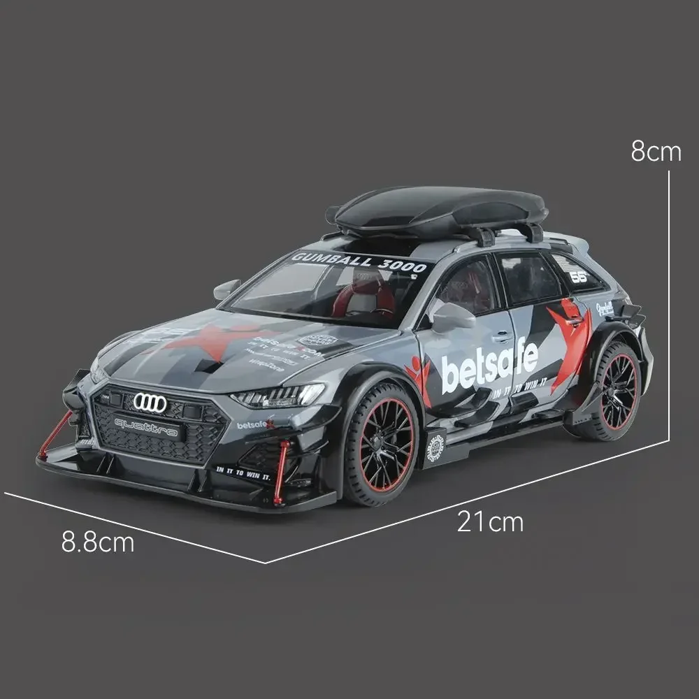 รถดัดแปลง1:24 Audi RS6 DTM รถของเล่นโลหะพวงมาลัยโมเดลเสียงและไฟของเล่นเด็กของสะสมของขวัญวันเกิด