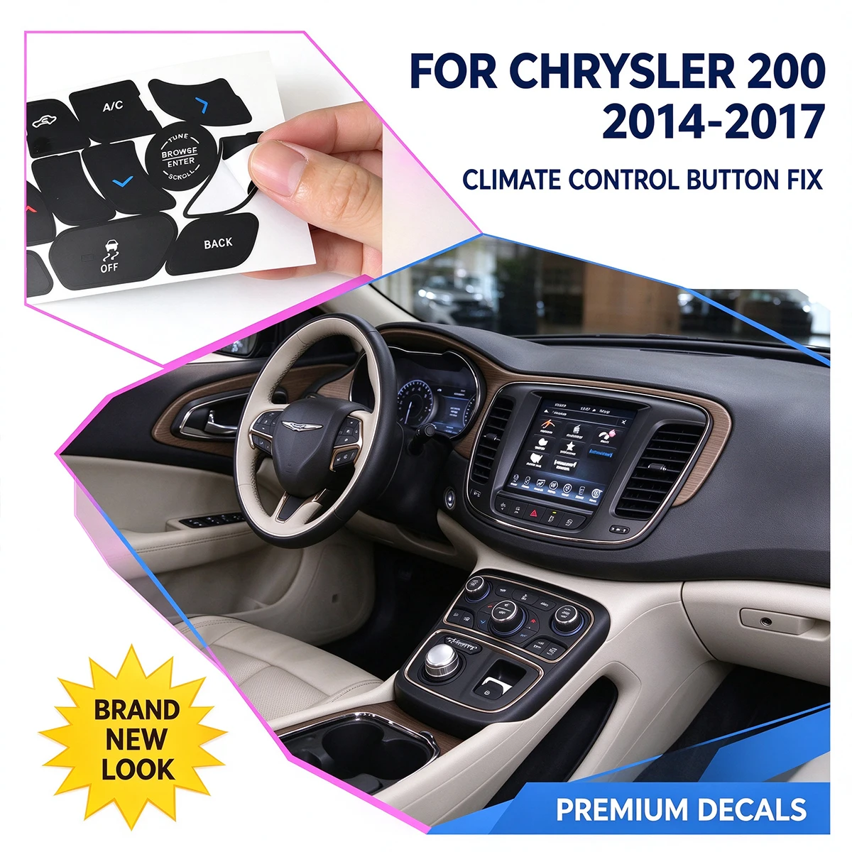 Sticker Decal Kit A/C Climate Control Button Repair Faded Car Interior Restore For Chrysler 200 2014-2017 Accessories