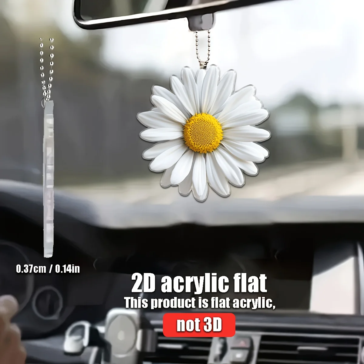 2D Plane White Sunflower Pendant Used for Car Hanging Decoration Fun Decoration Home Decoration Backpack Accessories Keychains