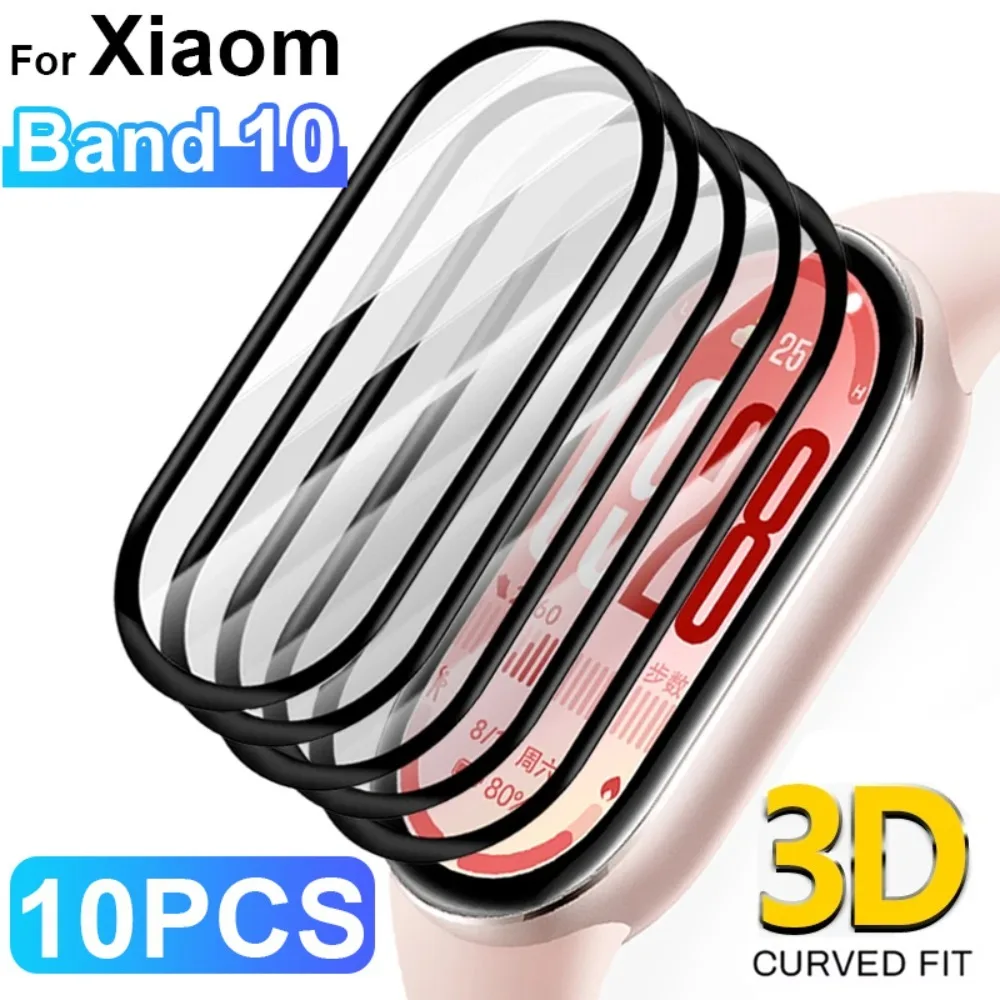 1-10PCS Screen Protector for Xiaomi Mi Band 10 3D Curved Full Coverage HD Protective Films for Mi Band 10 Protector (Not Glass)