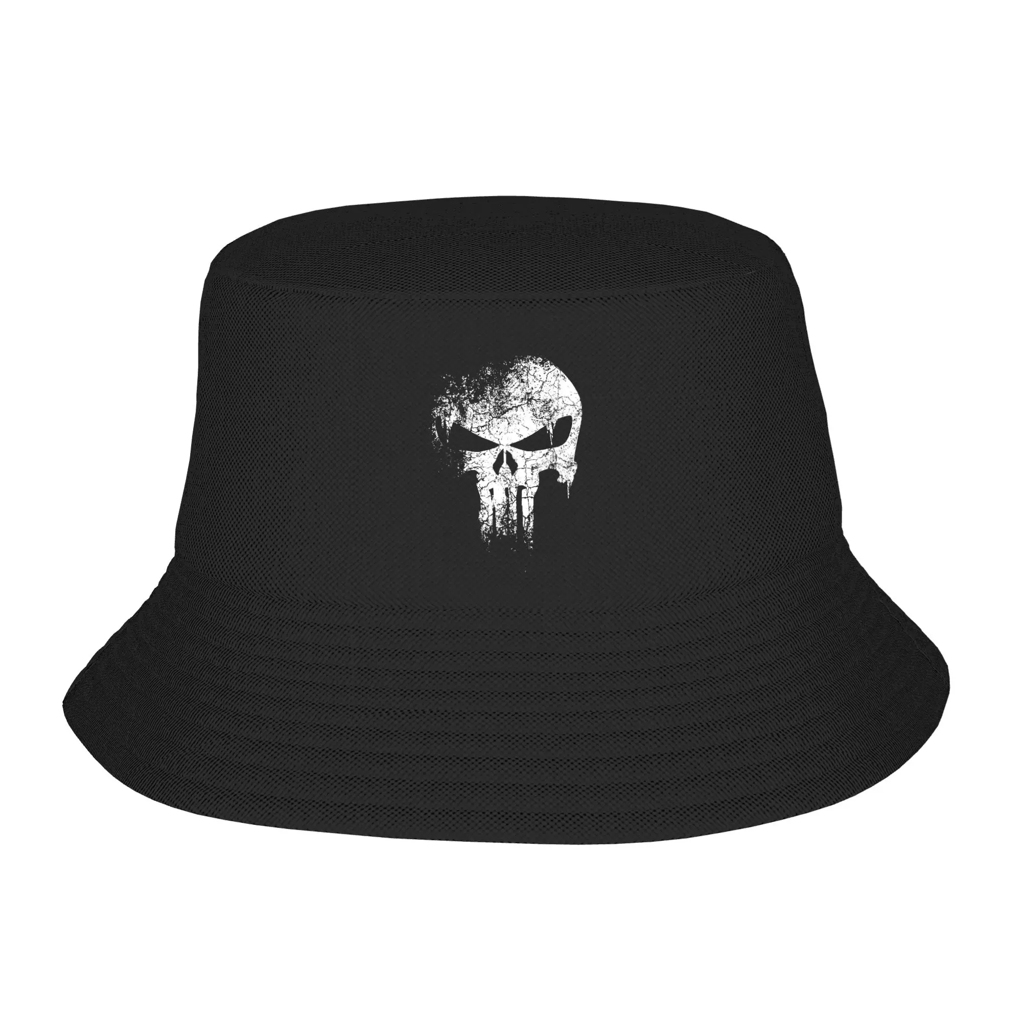 Trendy Punishers Skull Bucket Hat Men Women Packable  Fishing Hat Beach Hatwear Boonie Hat