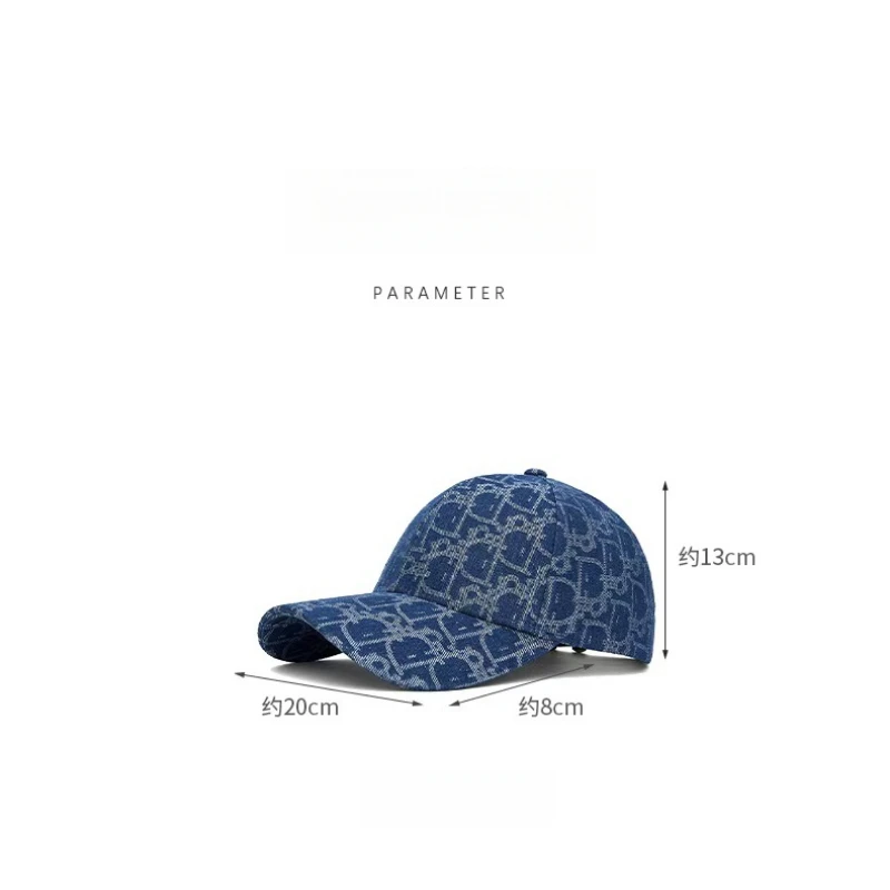 Unisex Polyester Monogram Baseball Cap Blue Letter Pattern Vintage Dad Hat Adjustable