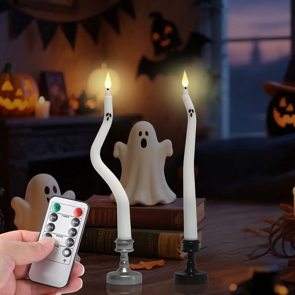 S-Shaped LED Electronic Candles Long Pole Flickering Fake Candles Ambient Lighting Battery Operated Table Decor Candles