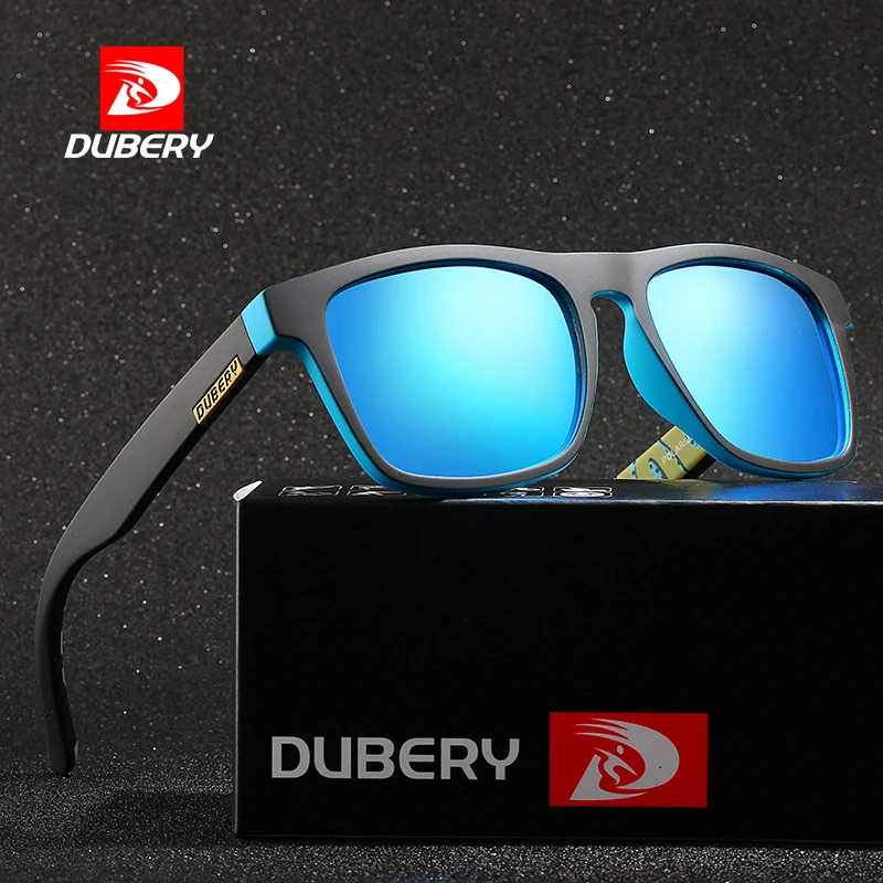 DUBERY Vintage Sunglasses Polarized Men's Sun Glasses For Men Driving Black Square Oculos Male Anti-blue light 9 Colors Model125