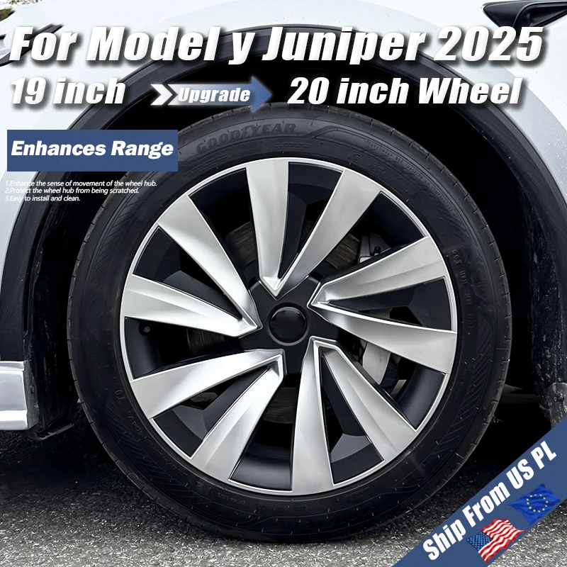 

4PCS Hubcaps 19 Inch for Tesla Model Y Juniper 2025 Performance Replacement Wheel Cover MY Crossflow Full Rim Tire Accessories