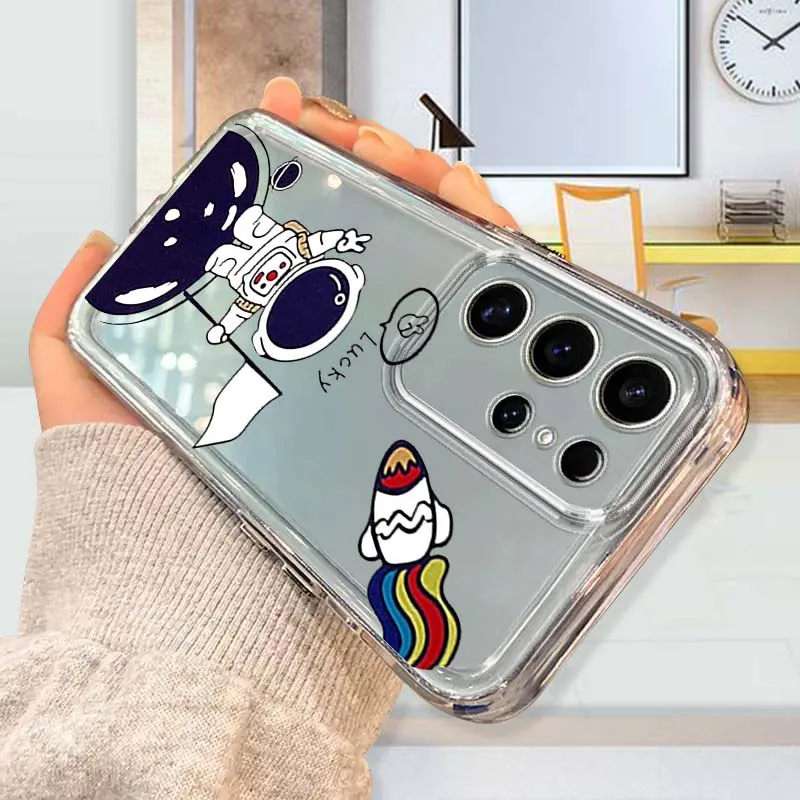 Etui na telefon z TPU, przezroczyste, z motywem astronauty z kreskówki anime, do Samsung Galaxy A73 A72 A71 A55 A54 A53 A52 A51 A33 A25 A22 A15 A14 A05