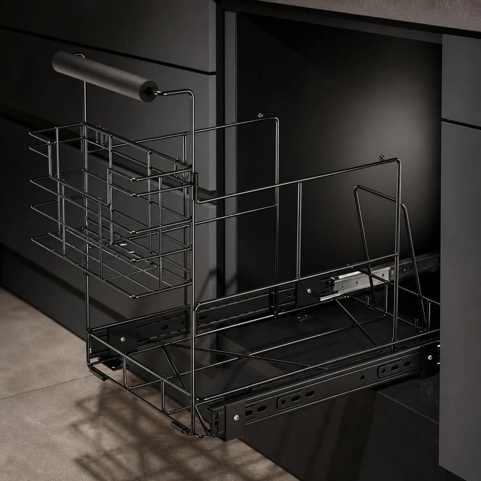 Pull-out Trash Can Rack Space-Saving Trash Can Pull-out Organizer Slide-out Garbage Shelf Long-Lasting Slide-out Shelf