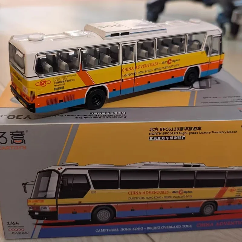 1/64 BFC6120 Remote control bus alloy plastic Luxury tourist bus model tabletop toy birthday gift
