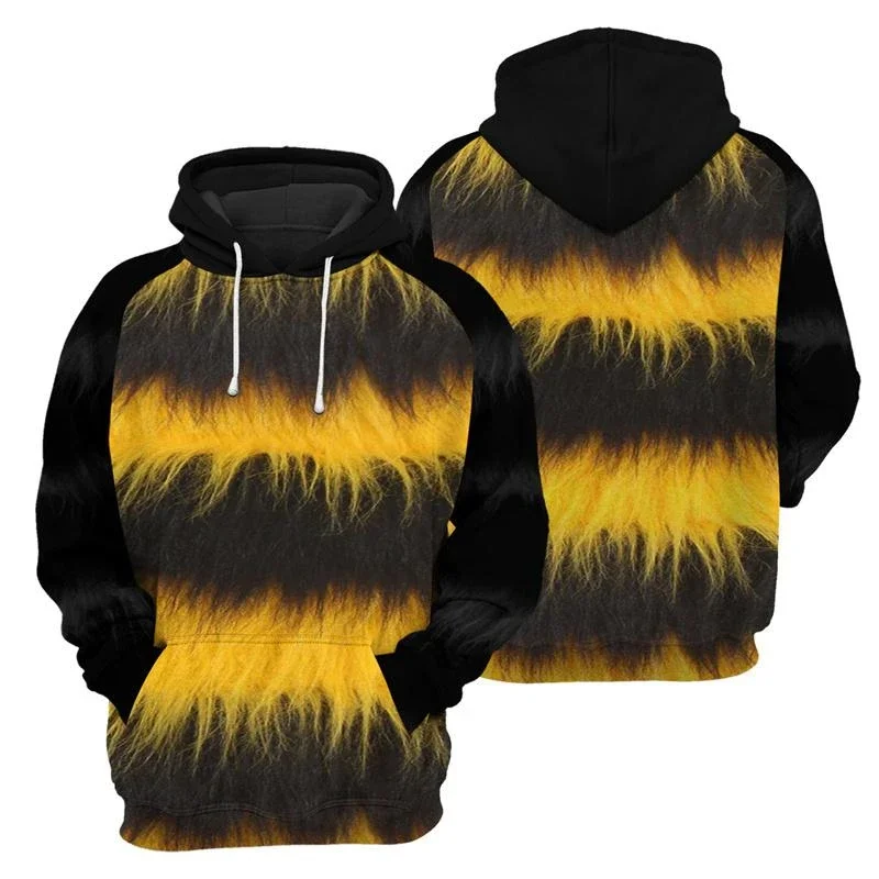 Cosplay Bee Hoodies Men's Clothing Long Sleeve Pullover Sweatshirt 3D Printed Funny Animal Striped 2025 Autumn Outdoor Hoodie