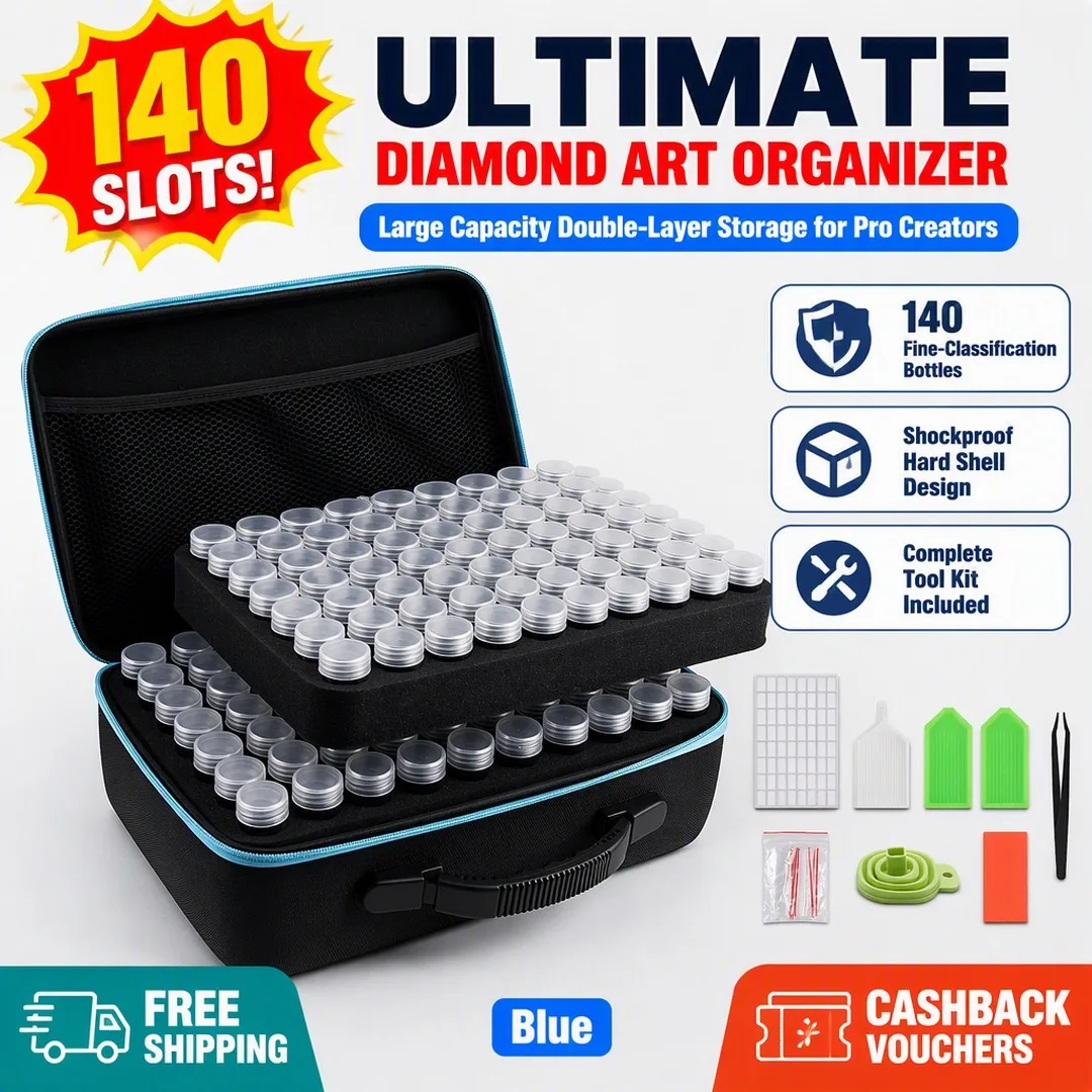 170PCS Diamond Art Storage Container with Diamond Art Accessories and Tools, Portable Bead Storage Boxes for Diamond Painting