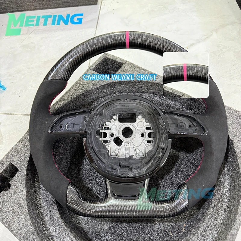 Upgraded carbon fiber steering wheel with hand sewn handle and steering wheel frame for Audi A6 C7
