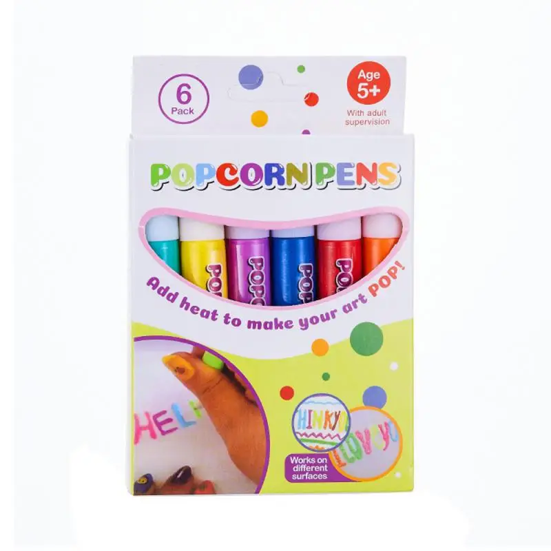 Colorido Popcorn Pen para Renovação, Efeito de Expansão, Papelaria Escolar, Caneta Bolha Manual, Escrever