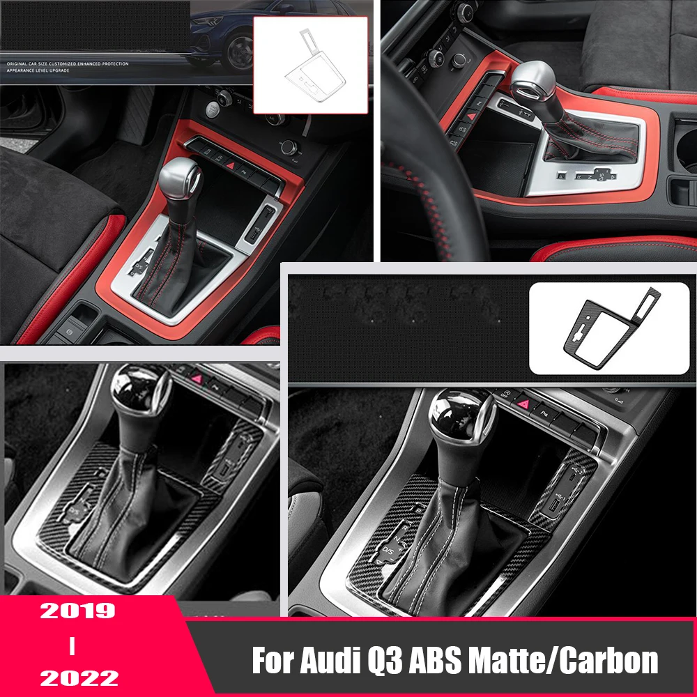 

For Audi Q3 2019-2022 ABS Matte/Carbon fiber LHD Car gear shift knob frame panel Decoration Cover Trims Car Styling Accessories