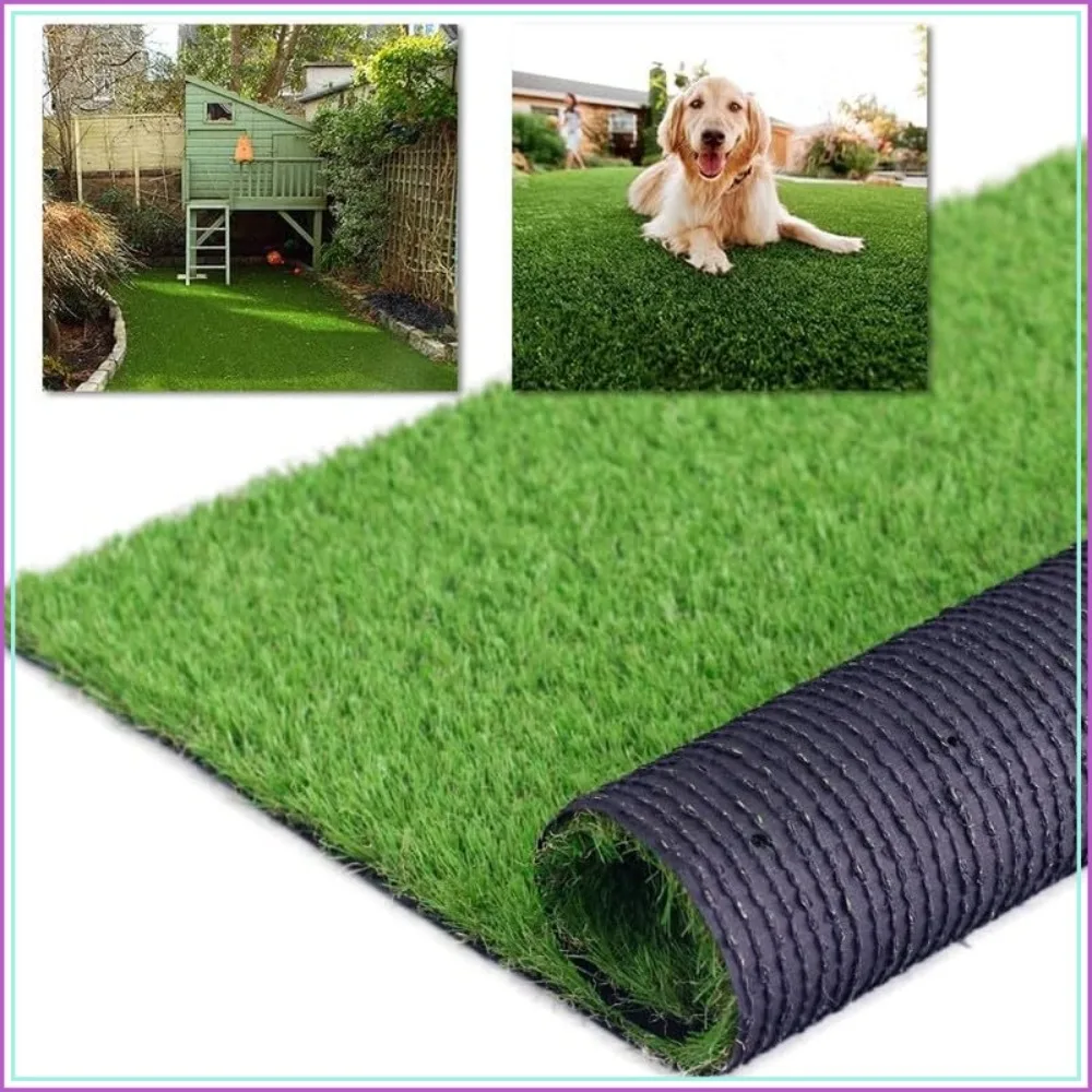 4x27ft Artificial Turf 1.38in Fake Grass with Drainage Holes, Reusable Dog Urinal, Backyard Lawn Rug